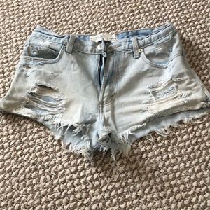 High rise jean short